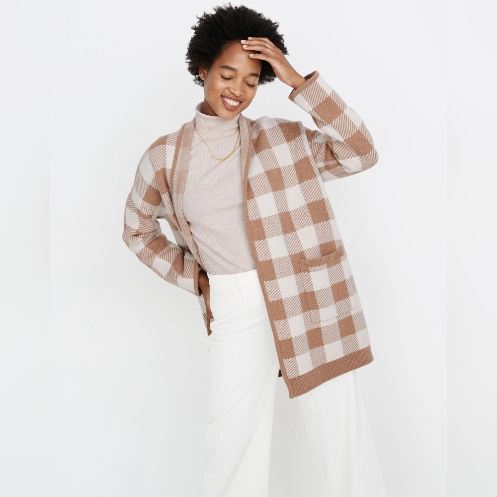 Madewell Minetta Sweater Coat in Buffalo Check